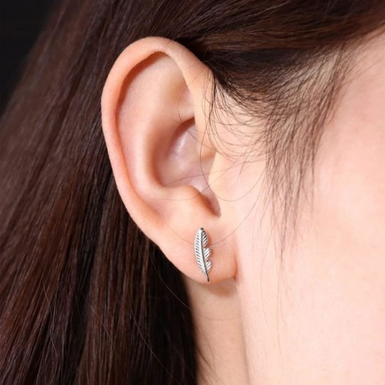 Sterling 925 Feather Stud Earring For Women Girls Tiny/Small Leaf Stud Earring Hypoallergenic Cartilage Earrings Piercing Sterling 925 Feather Stud Earring For Women Girls Tiny/Small Leaf Stud Earring Hypoallergenic Cartilage Earrings Piercing